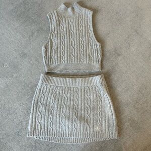Alo knit skirt and mock neck tank top set